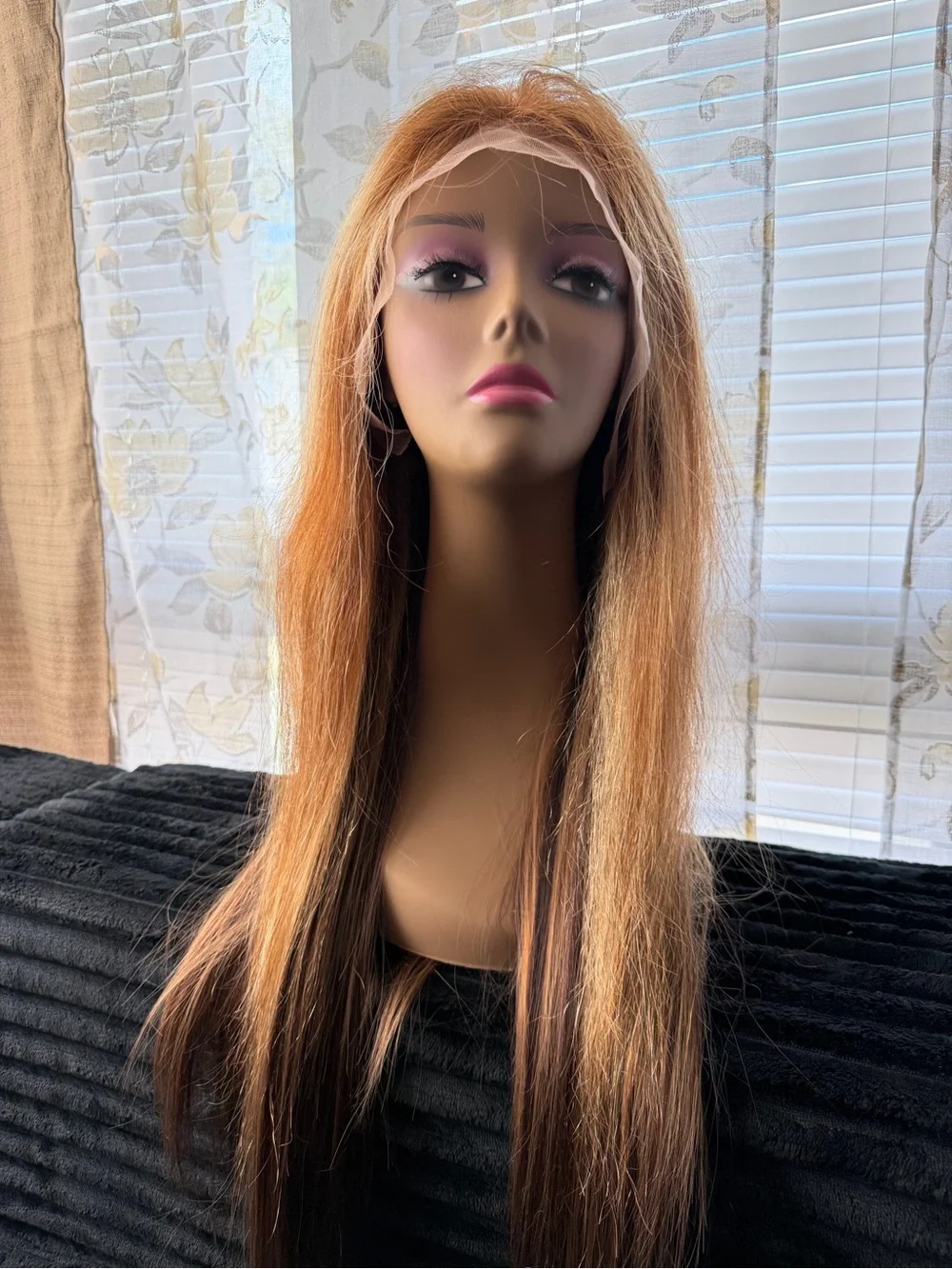 Women’s Long Straight Lace Front Wig - Blonde with Dark Brown Ombre